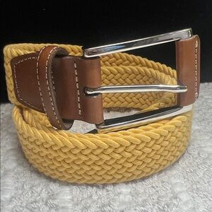Peter Millar Brown & Yellow Woven Braided Belt with Silver Buckle Men’s Size 32